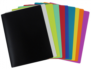 Ringbuch / Ringordner / Ringmappe A4 aus PP-Folie mit 2er Rundringmechanik und selbstklebendem Rückenschild, Farbe: Perlfarben farblich sortiert – 10 Stück